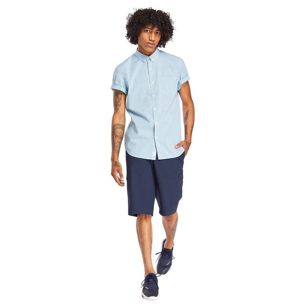 Timberland Πουκαμισα Ανδρικα Μπλε - Eastham River Slim Fit Gingham - Greece 2348796-YN